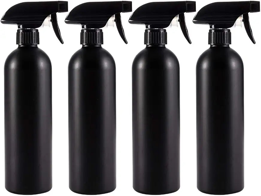 Plastic Spray Bottles Black for Cleaning Solutions 16 oz (Pack of 4), Heavy Duty Opaque Refillable Reusable Empty anti-degradation Leak-proof Sprayers for Home Garden Plant Kitchen
