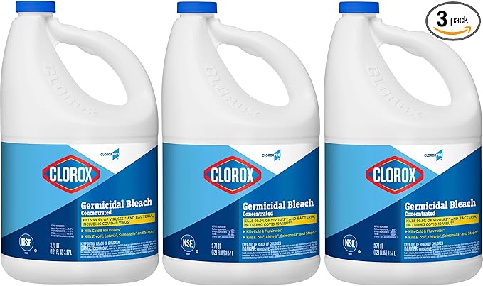 CloroxPro Clorox Germicidal Bleach, 121 Ounce Bottle, Pack of 3 (Package May Vary)