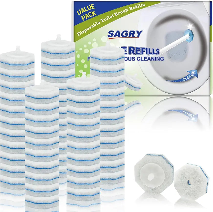Sagry 50 Counts Disposable Toilet Bowl Wand Refills, Toilet Cleaner Refill Pads, Disposable Wand Heads for Deep Cleaning, Toilet Brush Head Compatible with Most Toilet Brushes
