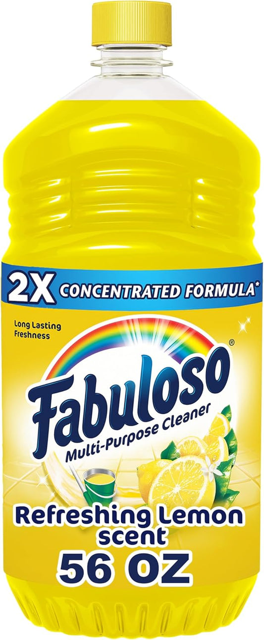 Fabuloso Multi-Purpose Cleaner, 2X Concentrated Formula, Refreshing Lemon Scent, 56 oz