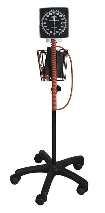 Medline Mobile Aneroid Blood Pressure Monitor, Stand Included, Precise, Portable, and User-Friendly BP Cuff with Clear Gauge, Adult Size