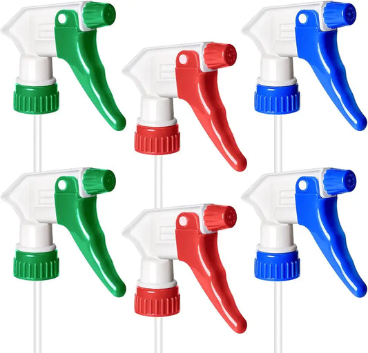 6 Pack Universal Spray Bottle Replacement Nozzle, Mist & Stream Trigger Sprayer for 16oz 24oz 32oz Bottles, Heavy Duty Mister Head Part w/ 10.2 Inch Tube for Cleaning Solutions, Car Detailing