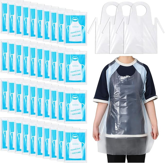 400 Pack Plastic Disposable Aprons Adults 24 x 37 Inch Large Clear Aprons for Cooking Disposable Smocks for Painting Picnic DIY Crafts Birthday Party Meeting Various Needs