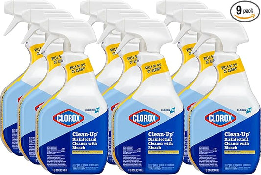 CloroxPro Clorox Clean-Up Disinfectant Cleaner with Bleach Spray, 32 Ounces Each (Pack of 9) (35417)