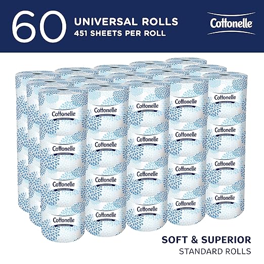 Cottonelle Professional Standard Roll Toilet Paper, Bulk  60 Rolls of 451 Sheets, 27,060 Sheet Total, 2-Ply, White