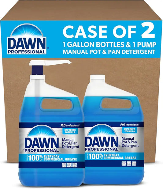 Dawn Professional Manual Pot and Pan Detergent, Dish Soap, Liquid Concentrate, 1 Gallon (Case of 2) with 1 Pump