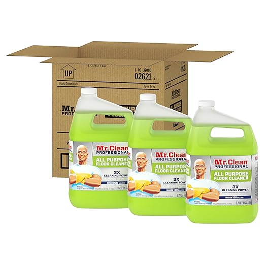 Mr. Clean Professional Bulk Liquid Concentrate Finished Floor Cleaner for Hardwood, Tile or Terrazo Floors, Commercial Use, 1 Gallon (Case of 3)