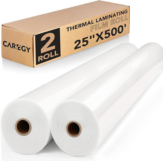 Thermal Laminating Film Roll 2 Pack1.5 Mil 1 Inch Core Laminate Rolls,25" x 500',School Lamination
