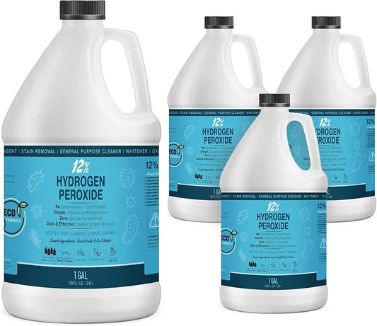 MAXTITE 12% Hydrogen Peroxide Solution - 4 Gallons (Just Food-Grade H2O2 & Water!) - Ecofriendly Natural Cleaning Solution for Kitchen, Bath, Laundry & Home - HDPE Jug with Child-Safe Cap Made in USA