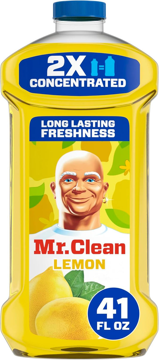 Mr. Clean All Purpose Cleaner, Floor Cleaner for Mopping Home, Bathroom, & Kitchen, Cleaning Liquid for Mop & Bucket, Cleaning Supplies, Multi-Surface Dilutable, Unstopables, 41oz