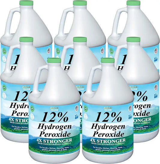 Nature's Freedom 12% Hydrogen Peroxide, Food Grade H2O2 and Purified Water Only, 8 Gallons