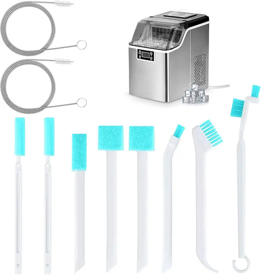 Palksky Ice Maker Cleaning Brush Set, Ice Machine Cleaning Tools - 2Pcs Drain Pipe Brush Nylon Bristles with 8Pcs Crevice Cleaning Brush