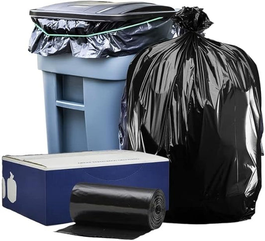 Plasticplace 95-96 Gallon Heavy Duty Trash Bags Black Garbage Bags Large Rollaway Trash Cans Puncture-Resistant Plastic Bags, Fits Outdoor Garbage Cans Durable Can Liners, 61” x 68” (50 Count)