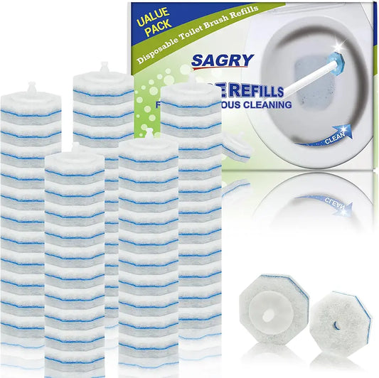 Sagry 50 Counts Disposable Toilet Bowl Wand Refills, Toilet Cleaner Refill Pads, Disposable Wand Heads for Deep Cleaning, Toilet Brush Head Compatible with Most Toilet Brushes