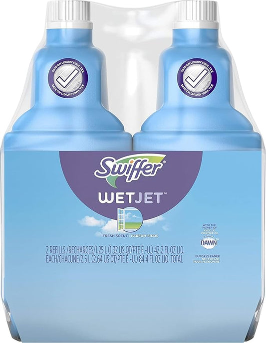 Swiffer WetJet Solution Refill for Floor Mopping and Cleaning, All Purpose Multi Surface Floor Cleaning Solution, Fresh Citrus Scent, 1.25 Liters (2 Pack)