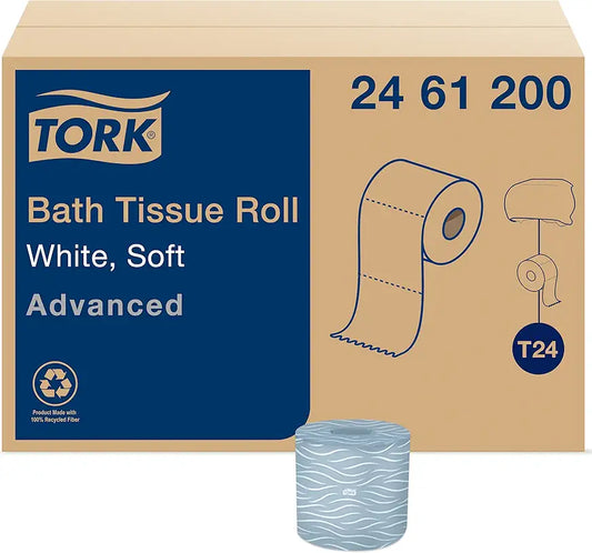 Advanced Toilet Paper Roll, White, Compatible with T24 Dispensers, 2-ply, Soft Tissue, 80 rolls x 500 sheets