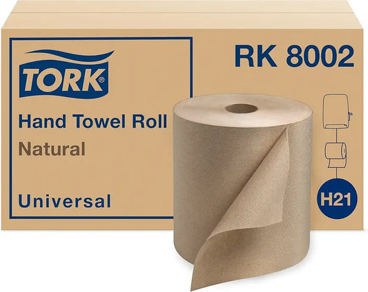 Tork Natural Paper Hand Towel Roll H21 100% Recycled Fiber, Universal Fit 6 Rolls x 800 Ft