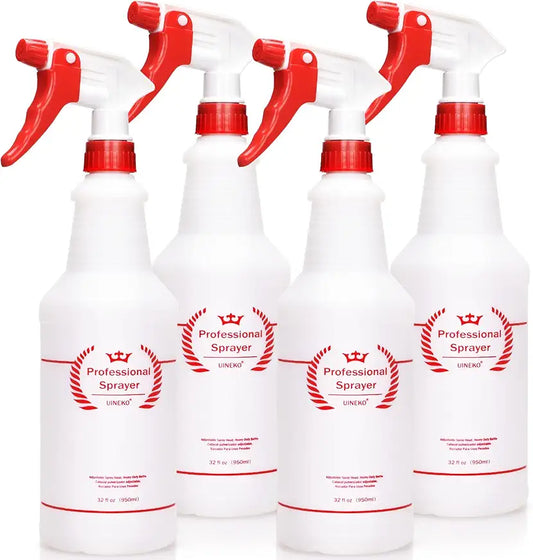 Plastic Spray Bottle (4 Pack, 24 Oz, All-Purpose) Heavy Duty Spraying Bottles Leak Proof Mist Empty Water Bottle for Cleaning Solution Planting Pet with Adjustable Nozzle and Measurements