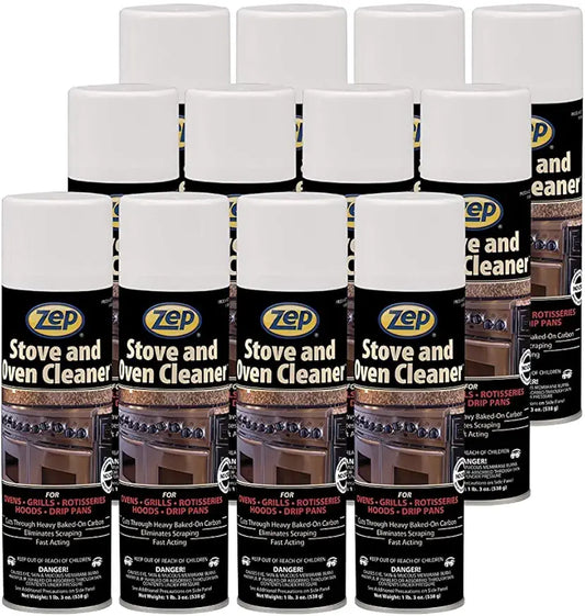 Zep Heavy-Duty Foaming Oven and Stove Cleaner - 19 oz (Case of 12) 27101 - Commercial Strength, Clings to sides, Hoods, and Racks