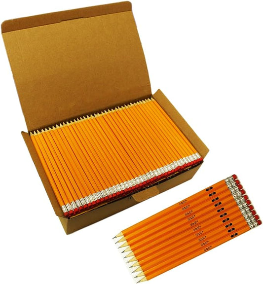 S & E TEACHER'S EDITION Woodcased #2 Pencils, Pre-sharpened, Yellow Pencils with Erasers #2 HB Lead Bulk Box No. 2, Back to school, 600 Count